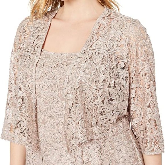 Alex Evenings Women's Two-Piece Set with Long Dress and Jacket, Plus Size 24 - Picture 4 of 6